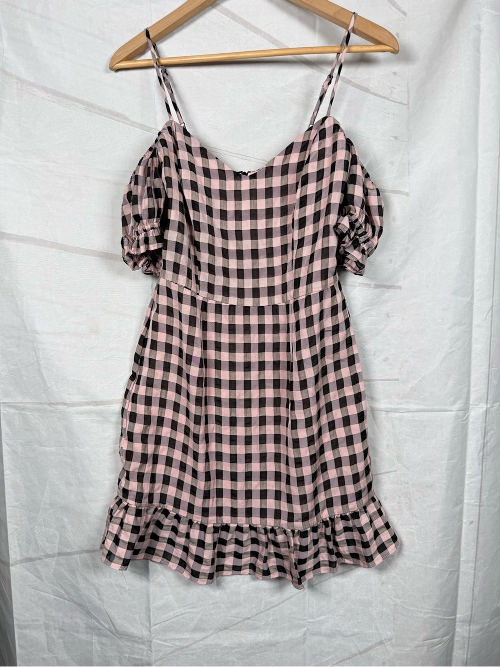 Cosmopolitan X Dress the Population Pink and Black Gingham Dress Size S